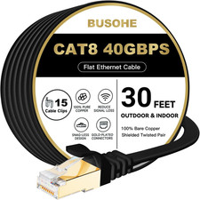 Cat 8 Ethernet Cable 30 FT, 40Gbps 2000Mhz Cat8 High Speed Flat Internet Netw picture