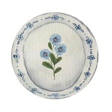 Blue White Floral Mouse Pad Small Round Retro Desk Mat Computer 8.7x8.7 Inch picture