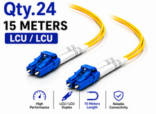 (24) 15 Meter LC/UPC - LC/UPC Duplex Fiber Patch Jumper OS2 SMF Singlemode Cable picture