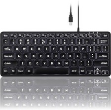 Perixx PERIBOARD-332 Wired Backlit USB Keyboard - Mini 11.22x4.57x0.83 Black  picture