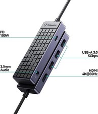USB C Hub Multiport Adapter 4K HDMI USB3.0 RJ45 SD/TF PD100W 5/6/9/10 in1 for PC picture