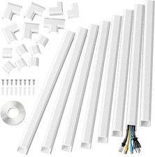 White Cord Management Cover Kit Wire Hider With 8 Channels For Safe Cable Org... picture