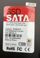 X2 Phison 64GB MLC 2.5” SATA SSD I/II/III 6G bps SSB064GPTC0-S91 (lot of 2) picture