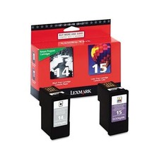 2 NEW Genuine Sealed Bag Lexmark 14 Black 15 Color Inkjet Cartridges - NO BOX picture