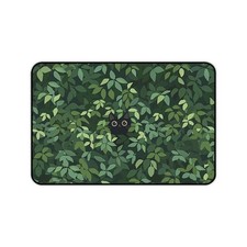 Cute Green Desk Mat, Kawaii Black Cat Mousepad, aesthetic plants nature picture