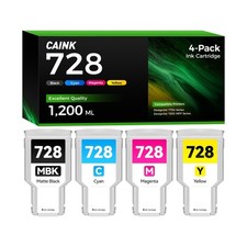 728 Ink Cartridge 300-ml Kit 4-Pack with chip Replacement for HP 728 728XL In... picture