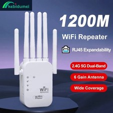 WiFi Extender 6-Antenna Strong Signal  1200Mbps US Plug Dual Band  Booster picture