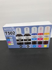 IMTFZCT T502 Ink Refill Bottles For Epson 502 BK C M Y 5-Pack EcoTank Printers picture