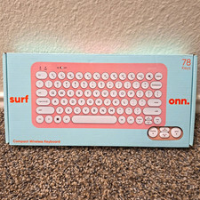 onn. Surf Compact Wireless Keyboard 78-Key Retro Round Keycaps Pink picture