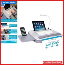 Lap Desk Memory Foam Cushion 18.5 Inch Silver USB Light Wrist Rest Mouse Deck picture