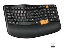 NEW EK33 Wireless Ergonomic Keyboard Mouse Combo 2.4G USB Wave Palm Rest SEALED picture
