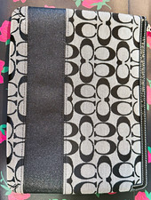 Coach Signature Canvas Folding Folio Case for Tablet Gray Black picture