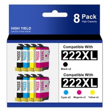 8 PK T222XL 222 XL Replacement Ink Cartridges for Epson WF-2960 XP-5200 Printer picture
