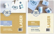 Hayes Paper, BUNDLE Waterslide Decal Paper LASER CLEAR 20 Sheets AND WHITE 20... picture
