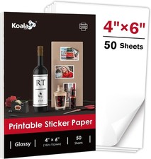 Koala Glossy Sticker Paper for Inkjet & Laser Printer, 4x6 Inch Full Sheet picture
