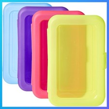 4-Pack Large Pencil Cases, Storage Organizer, Durable Plastic School Supply Box, picture