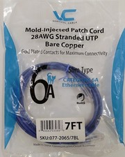 Lot Of 10 - 7ft Slim Cat6 28AWG UTP Ethernet Network Patch Cable Snagless, Blue picture