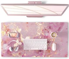 Cute Pink Desktop Mat for Women Girls PU Leather Waterproof Gaming Mouse Pad picture