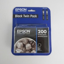 2 Pack Epson 200 Black Ink Cartridges Genuine T200120 12/2018 picture