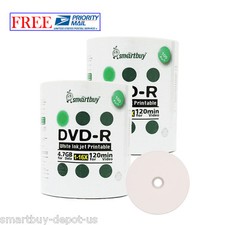 200 Pcs SmartBuy DVD-R DVDR 16X 4.7GB White Inkjet Hub Printable Recordable Disc picture