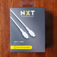NXT Technologies 6ft USB-C to USB-C Braided Charging Cable White Sealed NX60465 picture