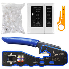 RJ45 pass through Crimping Tool Kit, Tester, Wire Stripper, 20 Cat6 Connectors picture