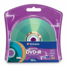 Verbatim LightScribe DVD+R 10pk Assorted Colors - Laser Etch Prints To Disc picture