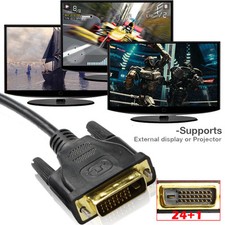  DVI DVI-D Dual Link 24+1 Male to Male Cable Adapter Gold Plated with Ferrites picture