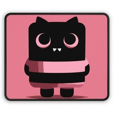 Cute Black Cat Character Gaming Mouse Pad | Pink Kawaii Cartoon picture