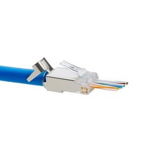 Cat6/6A RJ45 Pass-Through Modular Plugs, Shielded External Ground, 100 Pack picture