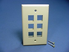 Leviton 41080-6IP Ivory 1-Gang 6-Port Unbreakable Nylon Standard Wallplate Cover picture