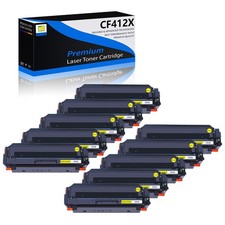 10PK Yellow CF412X Toner Cartridge for HP 410X Color LaserJet Pro M452nw M477fnw picture
