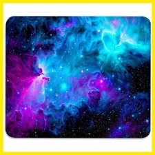 Blue and Purple Nebula Mouse Pad, Cosmic Space Galaxy Durable Desk Mat | Cute... picture
