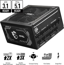 NEW MSI MAG A1000GL PCIE5, MPG A750GF, Fully Modular Compact Gaming 1000W Power picture