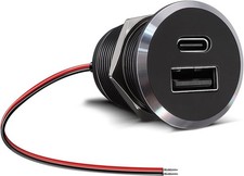 12V USB Outlet All-Aluminum QC 3.0 USB-A & USB-C PD3.0 Dual High-Speed Charger picture