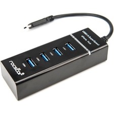 Rocstor Premium Slim Portable 4 Port Hub - USB-C to 4x USB-A Slim Hub - USB 3.0 picture