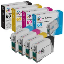 LD Reman Ink Cartridge Replacements for Epson 68 & Epson 69 (Black, picture
