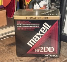 Maxell MF-2DD 3.5” Disks 10 Double Density Formatted IBM & Compatibles SEALED picture
