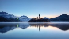 Landscape lake reflection island water trees nature Custom Gaming Mat Desk picture