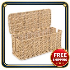 Cable Management Box Handmade Rattan 13x5.1x5.1 Inch Cord Organizer picture