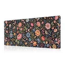 Black Floral Mouse Pad Flower Desk Mat XL Mouse Gaming Pads, Keyboard Pads Ex... picture