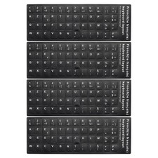 French Keyboard Stickers Cover Frosted, Black Background White Lettering 4pcs picture