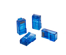 100 pcs RJ-45 Cat6 UTP Pass-Through Connectors EZ Crimp End Ethernet Plug Blue picture