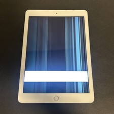 Apple iPad 6th Gen 9.7” A1893 Silver – Broken Screen / LCD Lines – For Parts picture
