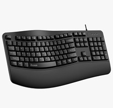 Reccazr KB-1959 Ergonomic Wired USB Keyboard w/ Wrist Rest Black English QWERTY picture