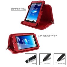 rooCASE for ASUS MeMO Pad HD 7 Executive Leather Case with Stylus Red Lot C24 picture