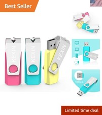 3 Pack of 32GB USB Drives in Bright Colors with LED Indicators - For All Devices picture