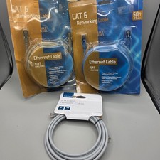 2 Packs of 50ft Belkin Gold Series CAT6 Ethernet Cable & 1 Pack of 8' Cat-6 picture