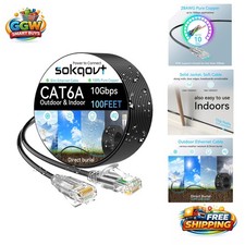 Ultra Slim 100ft Cat6a Ethernet Cable - Direct Burial, Flexible Copper Design picture