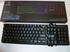NPET K10 Gaming Wired Keyboard LED Backlit Mechanical Keyboard in box. Tested picture